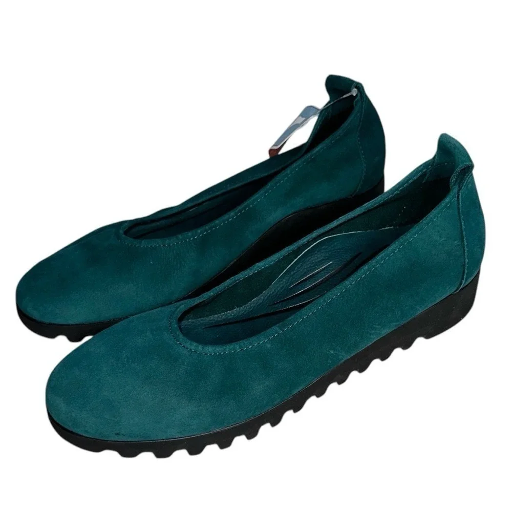Aetrex‎ Brianna Ballet Flat Dark Teal Suede Shoe Women's Size 7.5
